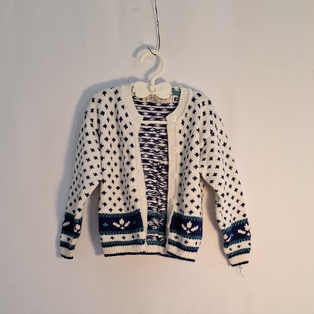 Boston Traders White and Blue Nordic Sweater
